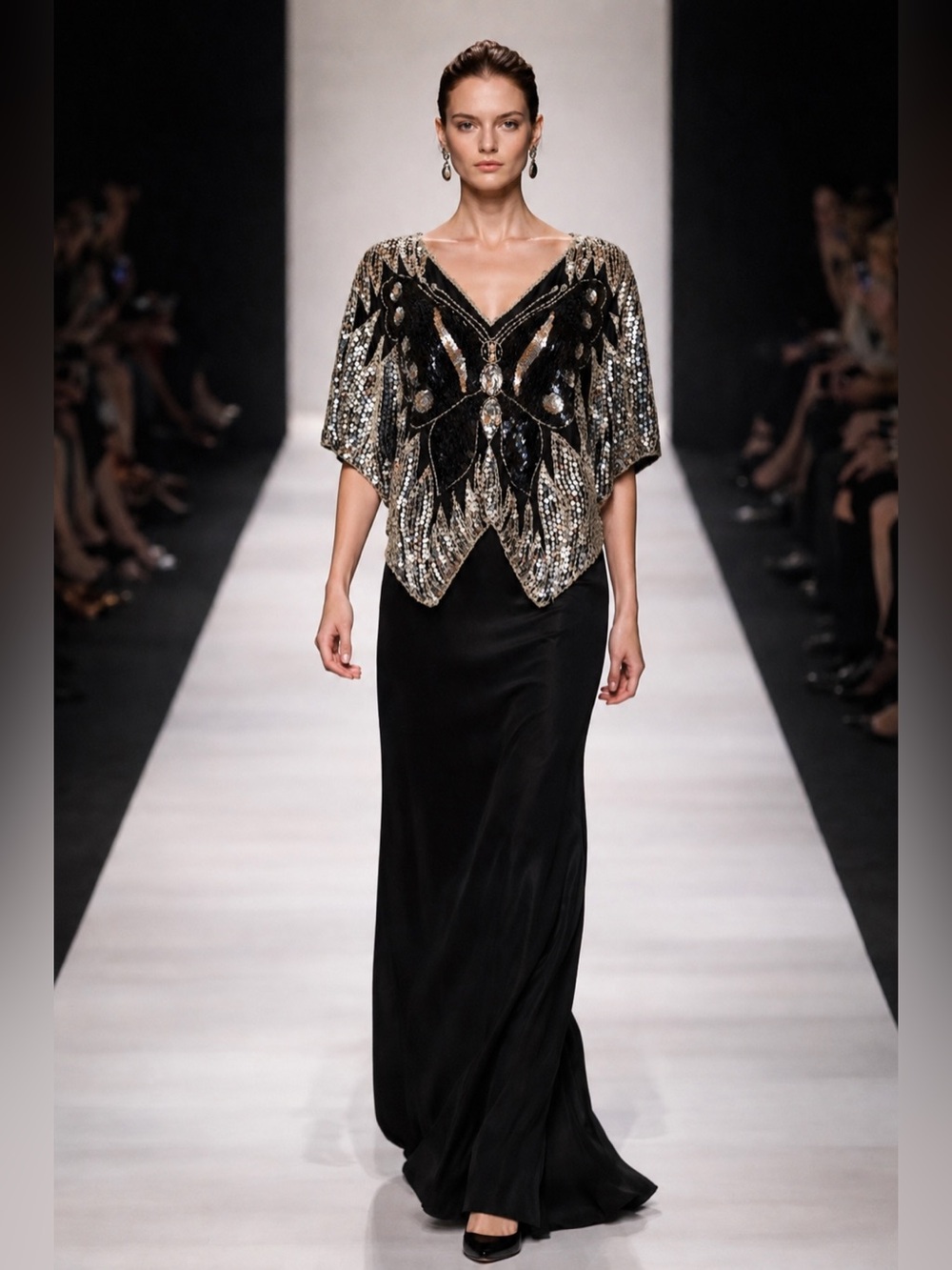 Gorgeous butterfly sequins silk top